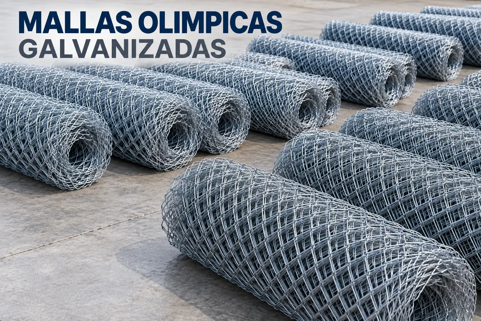 Rollos de mallas olímpicas galvanizadas en el patio de la fábrica en Arequipa